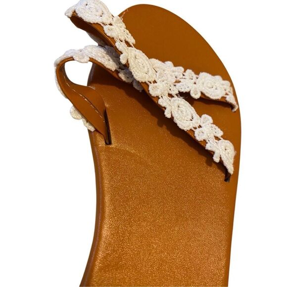 Floral Flat Sandals Ankle Strap Sz 9 Beach Bohemian Summer Boho Vacation Coast - Picture 9 of 11